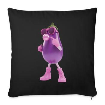 Aubergine - Sofakissenbezug 45 x 45 cm - Schwarz - Vorne