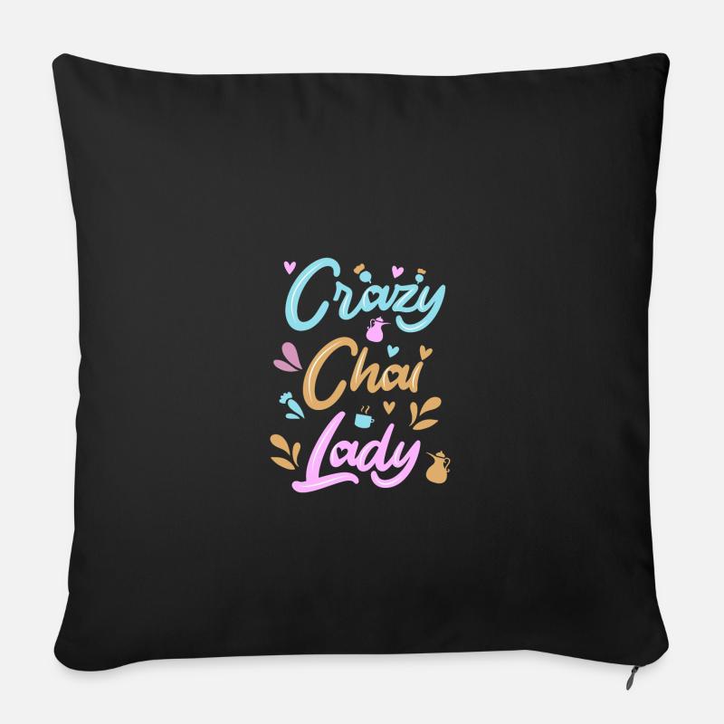 Chai Latte Tea Drink buveurs de thé - Housse de coussin décorative 45 x 45 cm - noir