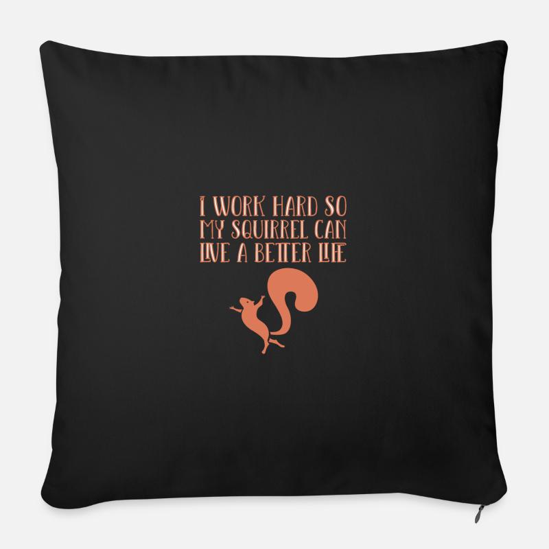 Écureuil - Housse de coussin décorative 45 x 45 cm - noir