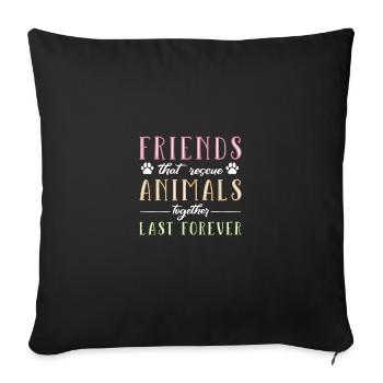 Un chien adopte le bien-être animal - Housse de coussin décorative 45 x 45 cm - noir - Devant