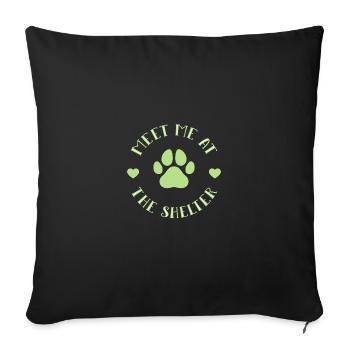 Un chien adopte le bien-être animal - Housse de coussin décorative 45 x 45 cm - noir - Devant