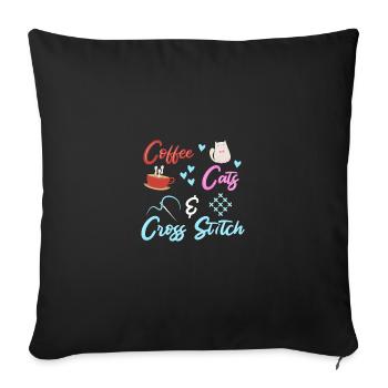Cross Stitch Cross Stitch Embroidery - Sofa pillowcase 17,3'' x 17,3'' (45 x 45 cm) - black - Front