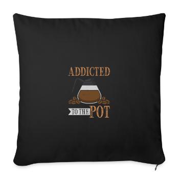 Accro au buveur de café en pot - Housse de coussin décorative 45 x 45 cm - noir - Devant