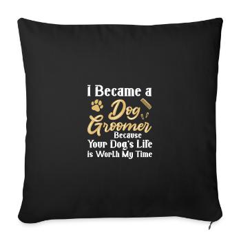 Toiletteur pour chiens Toiletteur pour chien - Housse de coussin décorative 45 x 45 cm - noir - Devant