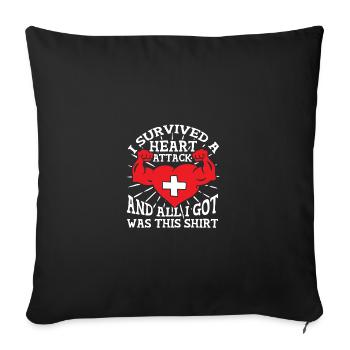 Survivant d’une crise cardiaque - Housse de coussin décorative 45 x 45 cm - noir - Devant