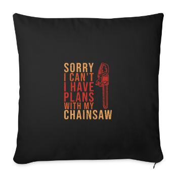 Bûcheron Bûcheron Tronçonneuse - Housse de coussin décorative 45 x 45 cm - noir - Devant