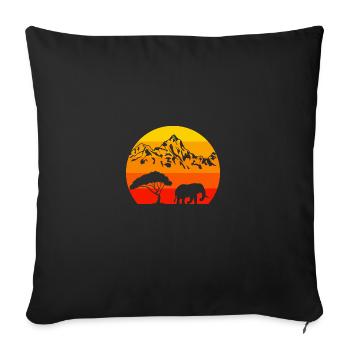 Retro Africa Animal Zoo Animal Lover Elephant - Sofa pillowcase 17,3'' x 17,3'' (45 x 45 cm) - black - Front