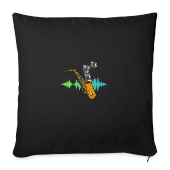 Music Note Saxophonist Gift Soundwave Saxophone - Sofa pillowcase 17,3'' x 17,3'' (45 x 45 cm) - black - Front
