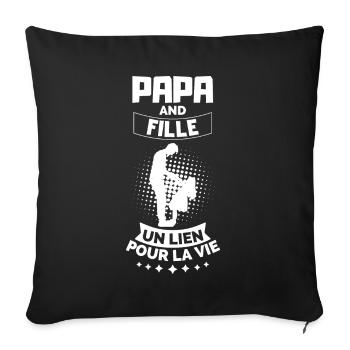 Papa et Fille Un Lien Pour la Vie Père et fille - Housse de coussin décorative 45 x 45 cm - noir - Devant