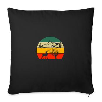 Amoureux des animaux forestiers Cerf Rétro Arbre Nature - Housse de coussin décorative 45 x 45 cm - noir - Devant