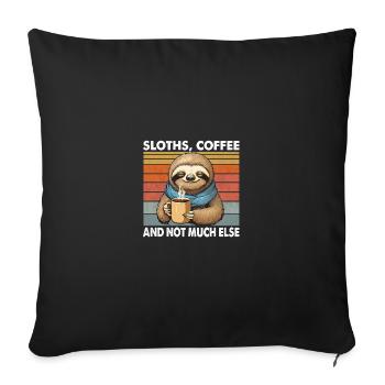 Drôle de paresseux avec tasse à café Vintage Retro - Housse de coussin décorative 45 x 45 cm - noir - Devant