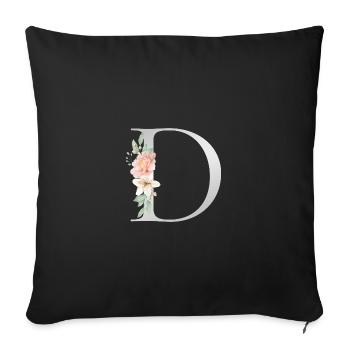 Customizable Monogram D Floral - Sofa pillowcase 17,3'' x 17,3'' (45 x 45 cm) - black - Front