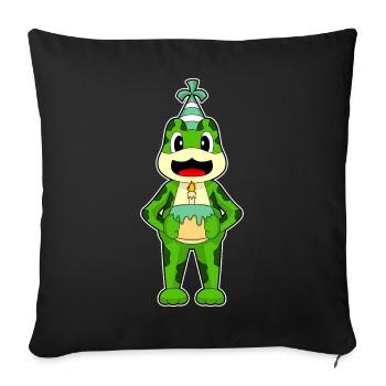Gâteau d’anniversaire grenouille - Housse de coussin décorative 45 x 45 cm - noir - Devant