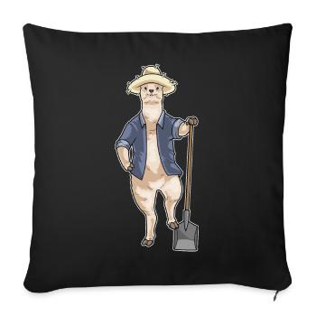Alpaca Farmer Shovel Farm - Sofa pillowcase 17,3'' x 17,3'' (45 x 45 cm) - black - Front