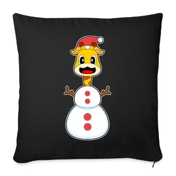 Girafe Noël bonhomme de neige - Housse de coussin décorative 45 x 45 cm - noir - Devant