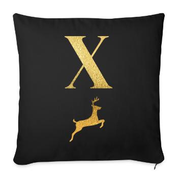 Letter x Golden Deer - Gift Idea - Sofa pillowcase 17,3'' x 17,3'' (45 x 45 cm) - black - Front