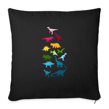 Colorful dinosaurs - Sofa pillowcase 17,3'' x 17,3'' (45 x 45 cm) - black - Front