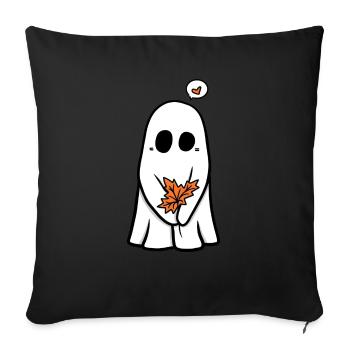 Halloween ghost with an autumn leaf - Sofa pillowcase 17,3'' x 17,3'' (45 x 45 cm) - black - Front