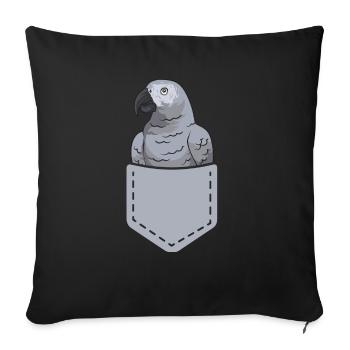 Graupapagei African Grey Parrot Papagei - Sofa pillowcase 17,3'' x 17,3'' (45 x 45 cm) - black - Front