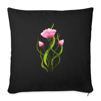 Flowers - Sofa pillowcase 17,3'' x 17,3'' (45 x 45 cm) - black - Front