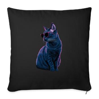 Sonnenbrille für Russisch Blaue Katze Geschenk - Sofakissenbezug 45 x 45 cm - Schwarz - Vorne