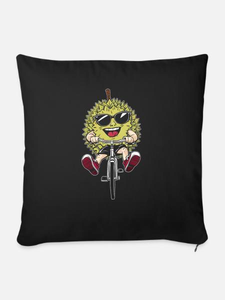 Durian Radfahren auf dem Fahrrad Geschenk - Sofakissenbezug 45 x 45 cm - Schwarz