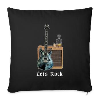 Let’s Rock | Guitare, Whisky, Amplificateur, Musique - Housse de coussin décorative 45 x 45 cm - noir - Devant