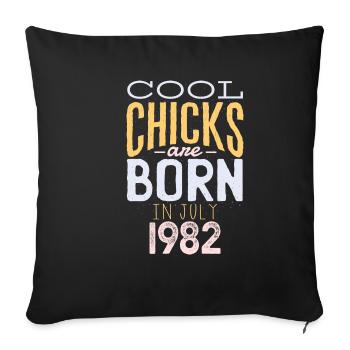 July 1982 - 40th birthday gift. Wife. - Sofa pillowcase 17,3'' x 17,3'' (45 x 45 cm) - black - Front