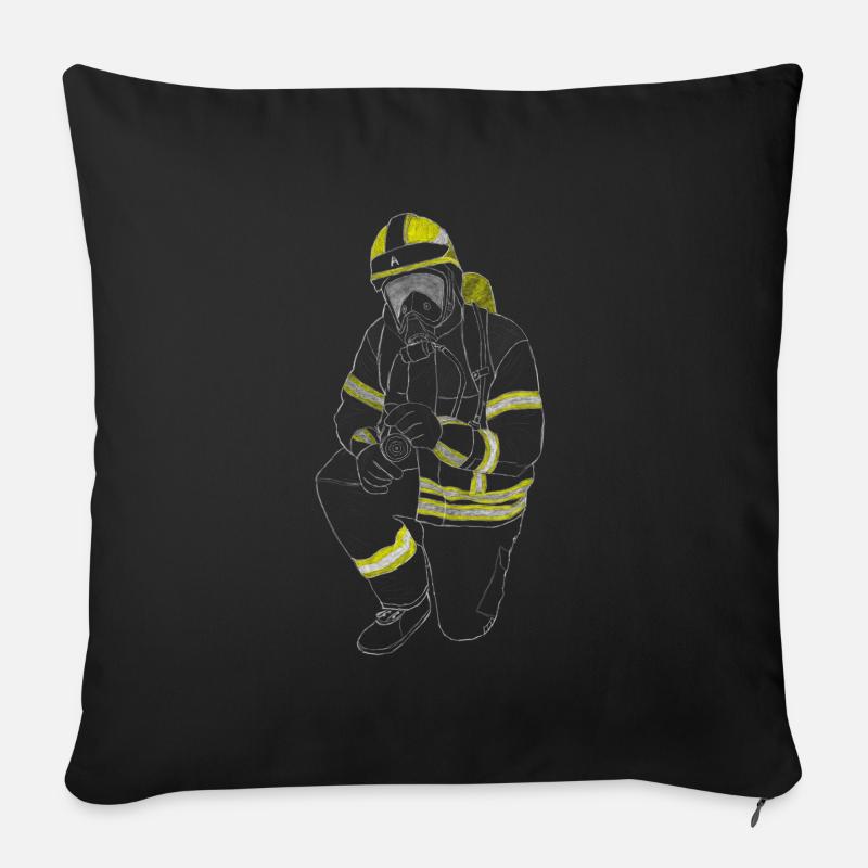 Feuerwehrmann - Wasser marsch! - Sofakissenbezug 45 x 45 cm - Schwarz