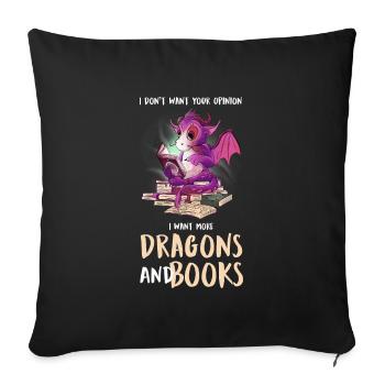 Drache Drache und Buch Drachenliebhaber Geschenk - Sofakissenbezug 45 x 45 cm - Schwarz - Vorne