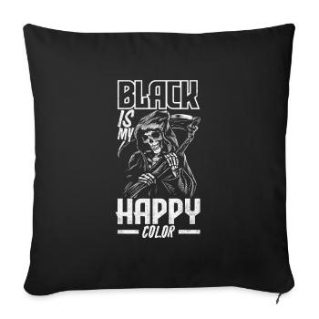 Le noir est ma couleur heureuse Squelette gothique foncé - Housse de coussin décorative 45 x 45 cm - noir - Devant