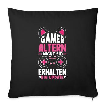 Les joueurs ne vieillissent pas, ils reçoivent une mise à jour - Housse de coussin décorative 45 x 45 cm - noir - Devant