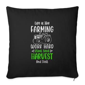 Landwirt Feldarbeiter Trecker Farmer - Sofakissenbezug 45 x 45 cm - Schwarz - Vorne