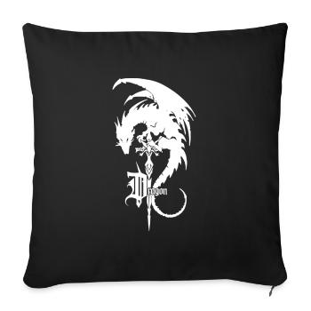 Dragon sur Épée – Design Fantastique Épique - Housse de coussin décorative 45 x 45 cm - noir - Devant