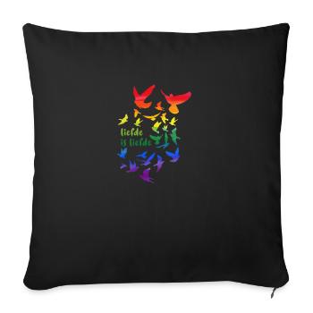 liefde is liefde,rainbow,deaf,birds - Sofa pillowcase 17,3'' x 17,3'' (45 x 45 cm) - black - Front