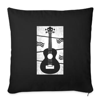 Ukulele meets geometry white - Sofa pillowcase 17,3'' x 17,3'' (45 x 45 cm) - black - Front