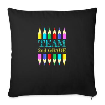 Équipe 2e deuxième année Enseignant de l’équipe Retour à l’école - Housse de coussin décorative 45 x 45 cm - noir - Devant