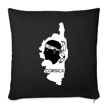 Île de Corse avec carte de France avec tête de pirate - Housse de coussin décorative 45 x 45 cm - noir - Devant