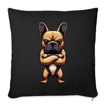 Bouledogue français Frenchie Propriétaire de Frenchie - Housse de coussin décorative 45 x 45 cm - noir - Devant