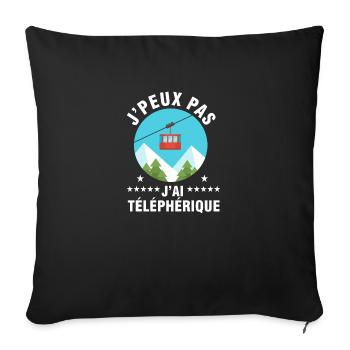 j'peux pas j'ai téléphérique - Housse de coussin décorative 45 x 45 cm - noir - Devant