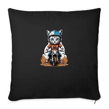 Cat Motocross Bike Gift Supermoto Motorcycle - Sofa pillowcase 17,3'' x 17,3'' (45 x 45 cm) - black - Front