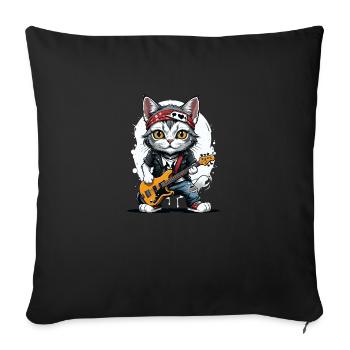 Cat Rocker Cat HardRock Gift - Housse de coussin décorative 45 x 45 cm - noir - Devant