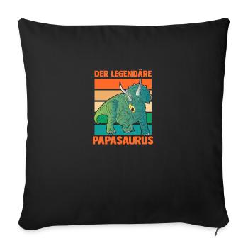 Papa Père Dino Dinosaure Papasaurus - Housse de coussin décorative 45 x 45 cm - noir - Devant