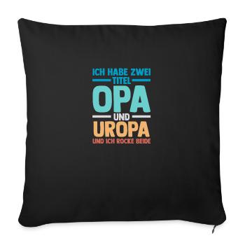 J’ai deux titres : Papy et Arrière-Grand-Pa - Housse de coussin décorative 45 x 45 cm - noir - Devant