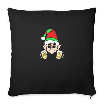 Père Noël Elfe de Noël Bière Elfe de Noël - Housse de coussin décorative 45 x 45 cm - noir - Devant