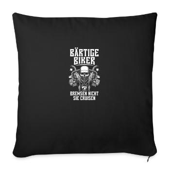Motard barbu Moto barbu - Housse de coussin décorative 45 x 45 cm - noir - Devant