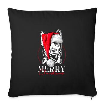 Père Noël Kai Ken joyeux Noël chiens chien Wilsigns - Housse de coussin décorative 45 x 45 cm - noir - Devant