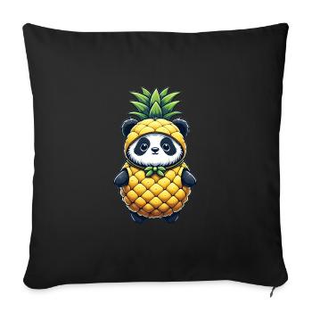 Panda en costume d’ananas - Housse de coussin décorative 45 x 45 cm - noir - Devant