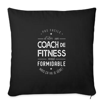 coach Fitness formidable cadeau sport fitness - Housse de coussin décorative 45 x 45 cm - noir - Devant