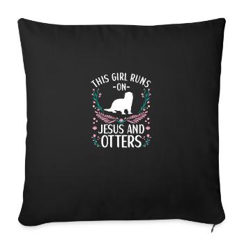 Tenue de loutre Amoureux de la loutre de mer - Housse de coussin décorative 45 x 45 cm - noir - Devant